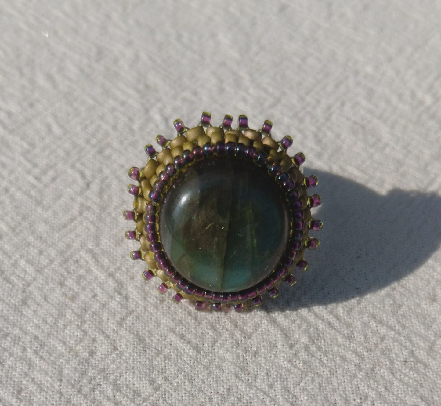 Labradorite Cabochon Adjustable Ring (Round)