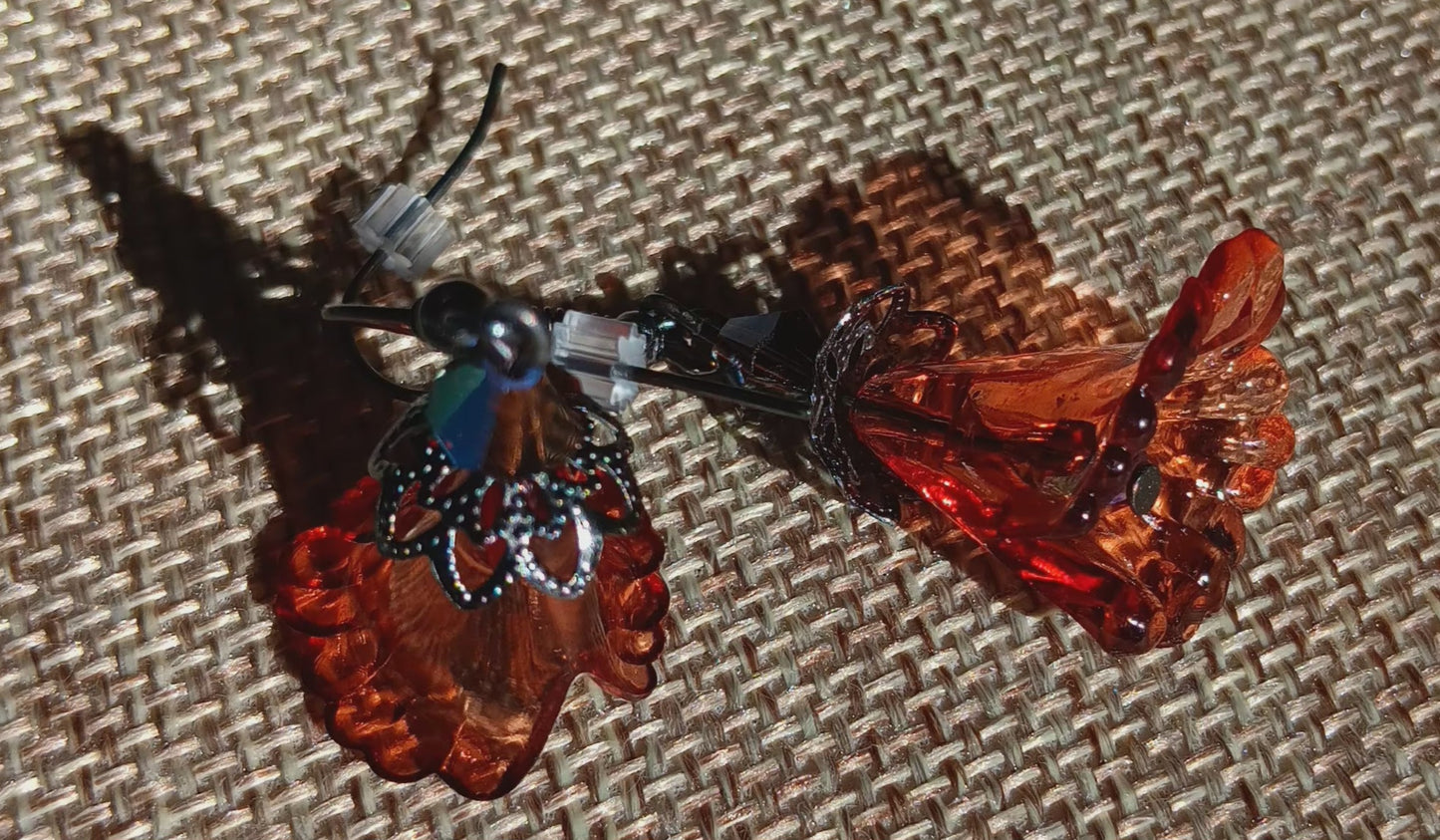 Fancy Calla Lily Flower Drop Earrings, Style #13, Black