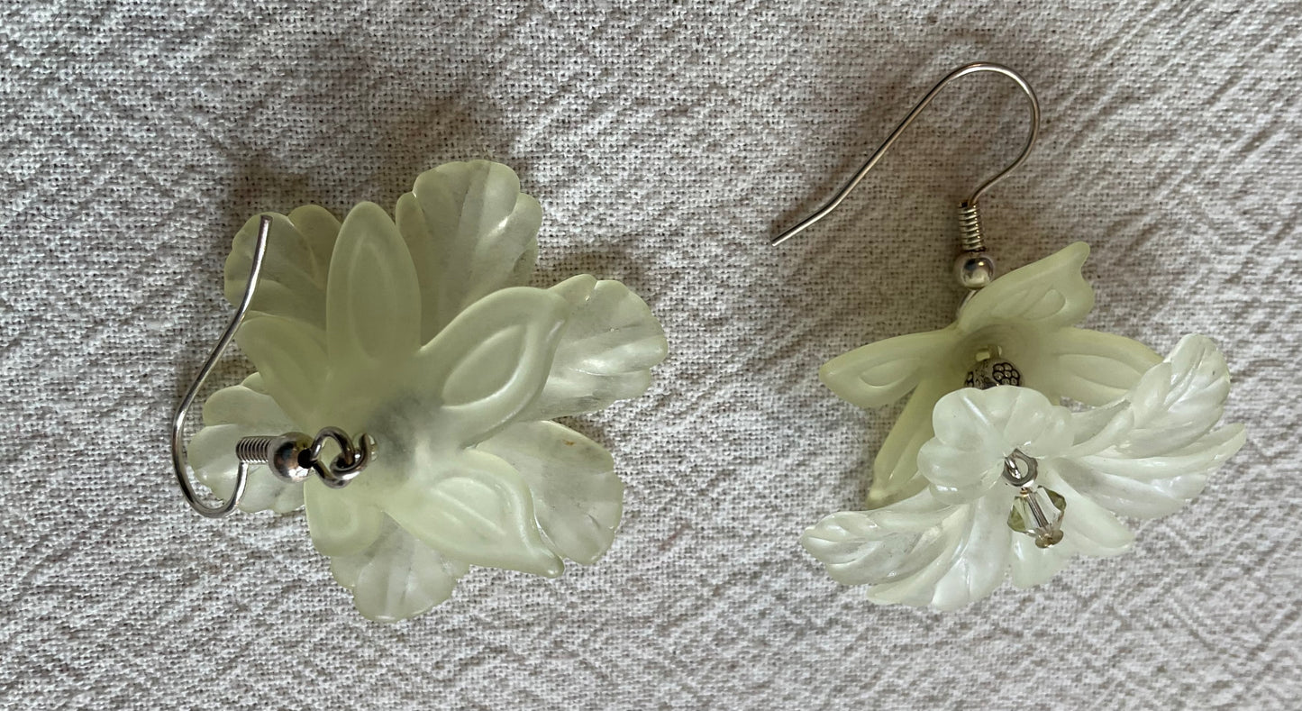 Frosted Flower Fairy Drop Earrings Style #1 Silver