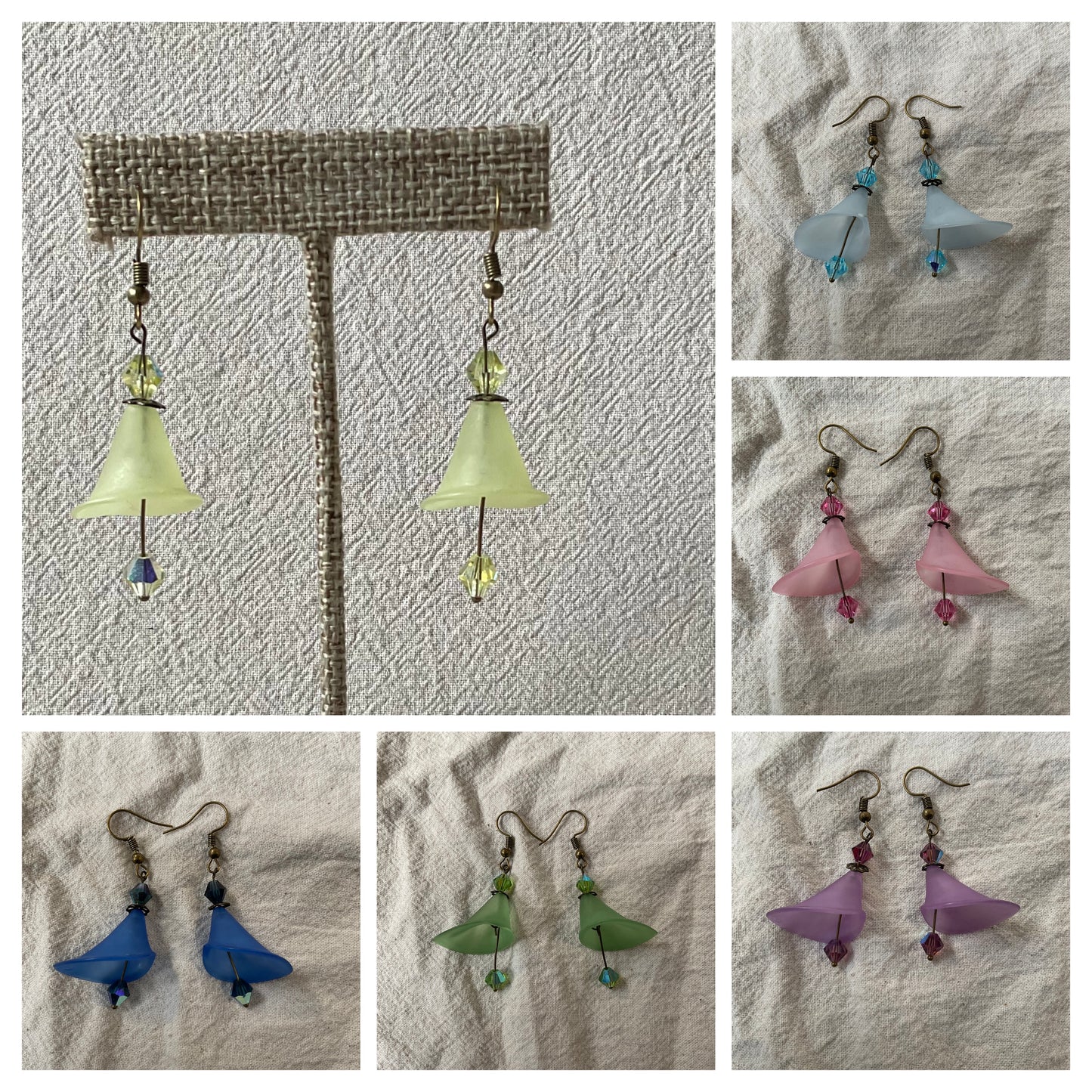 Calla Lily Flower Drop Earrings, Style #15, Brass