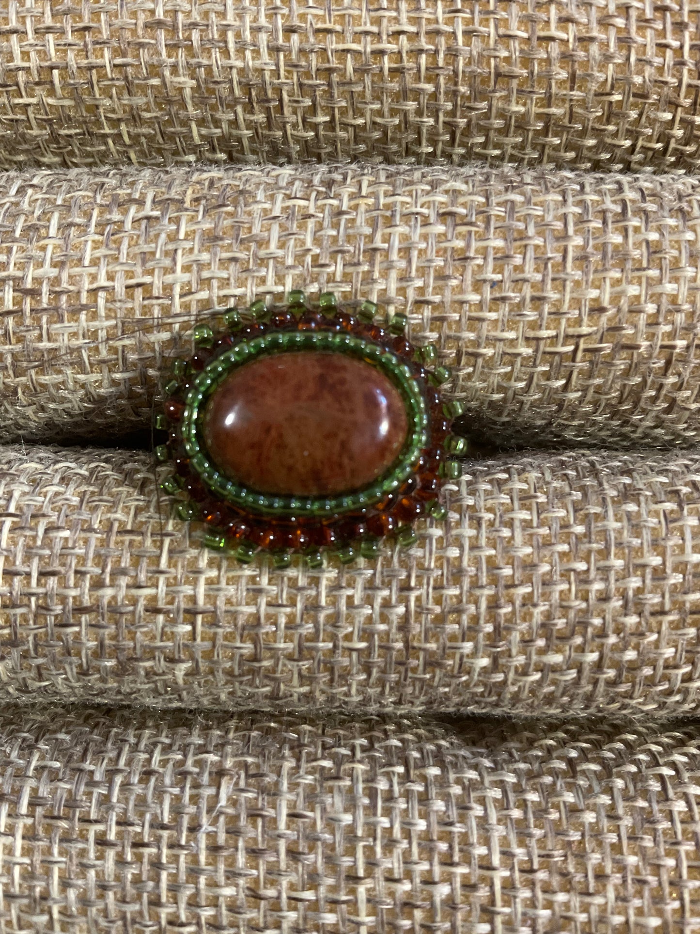 Chrysanthemum Stone Cabochon Adjustable Ring (Oval)