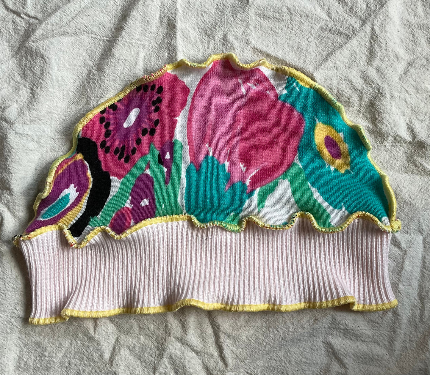 Yellow & Teal Flowers Beanie