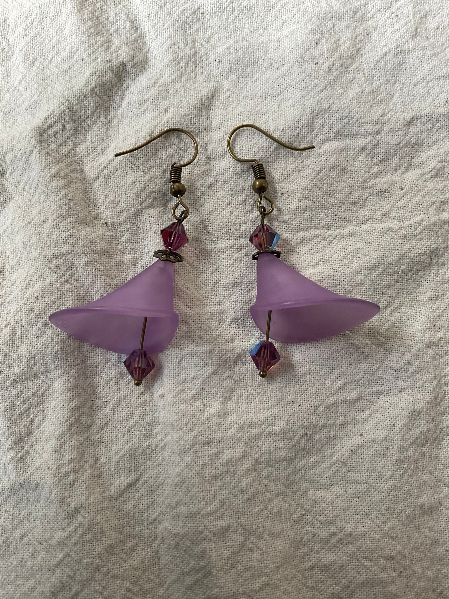 Calla Lily Flower Drop Earrings, Style #15, Brass