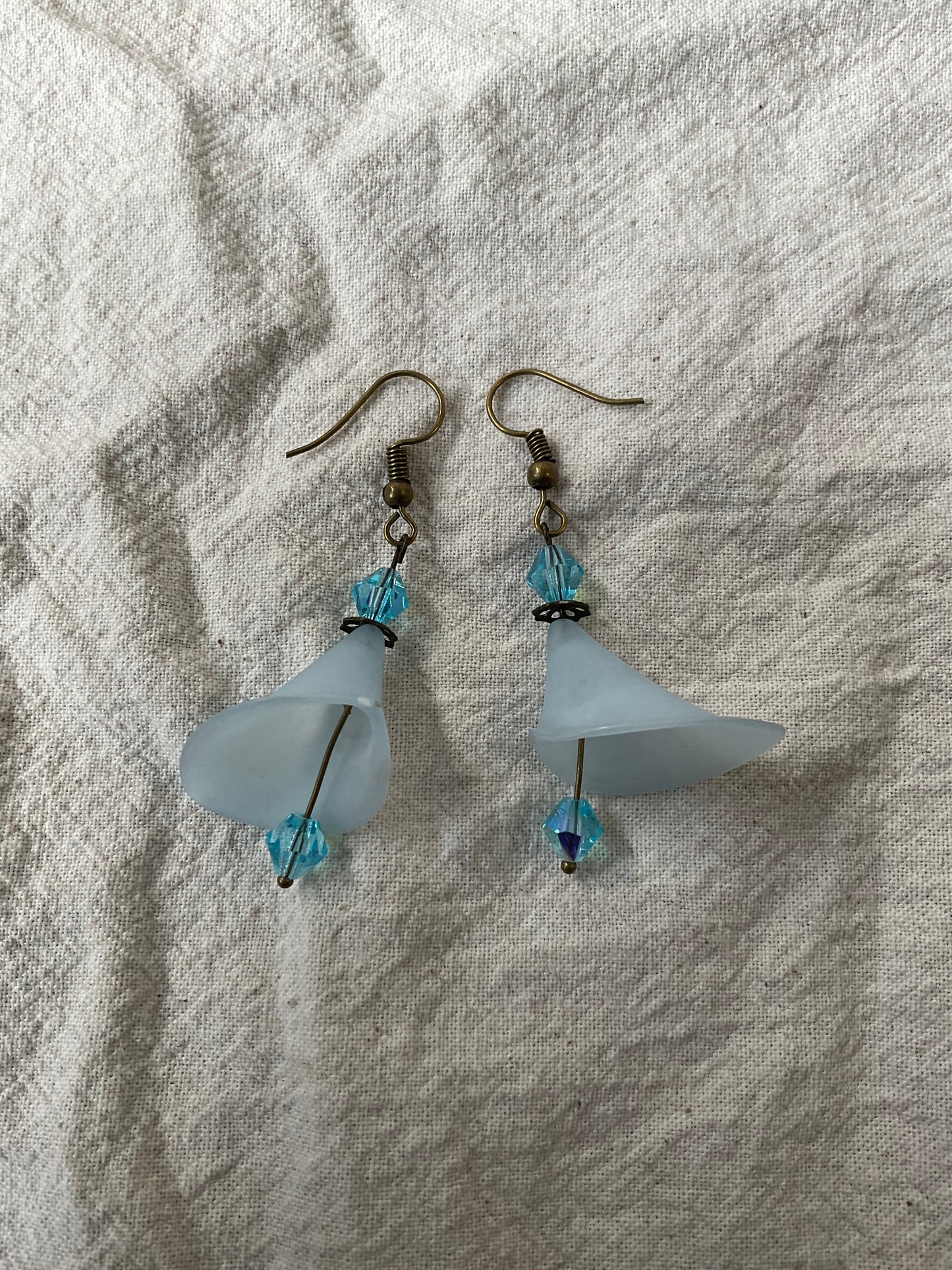 Calla Lily Flower Drop Earrings, Style #15, Brass