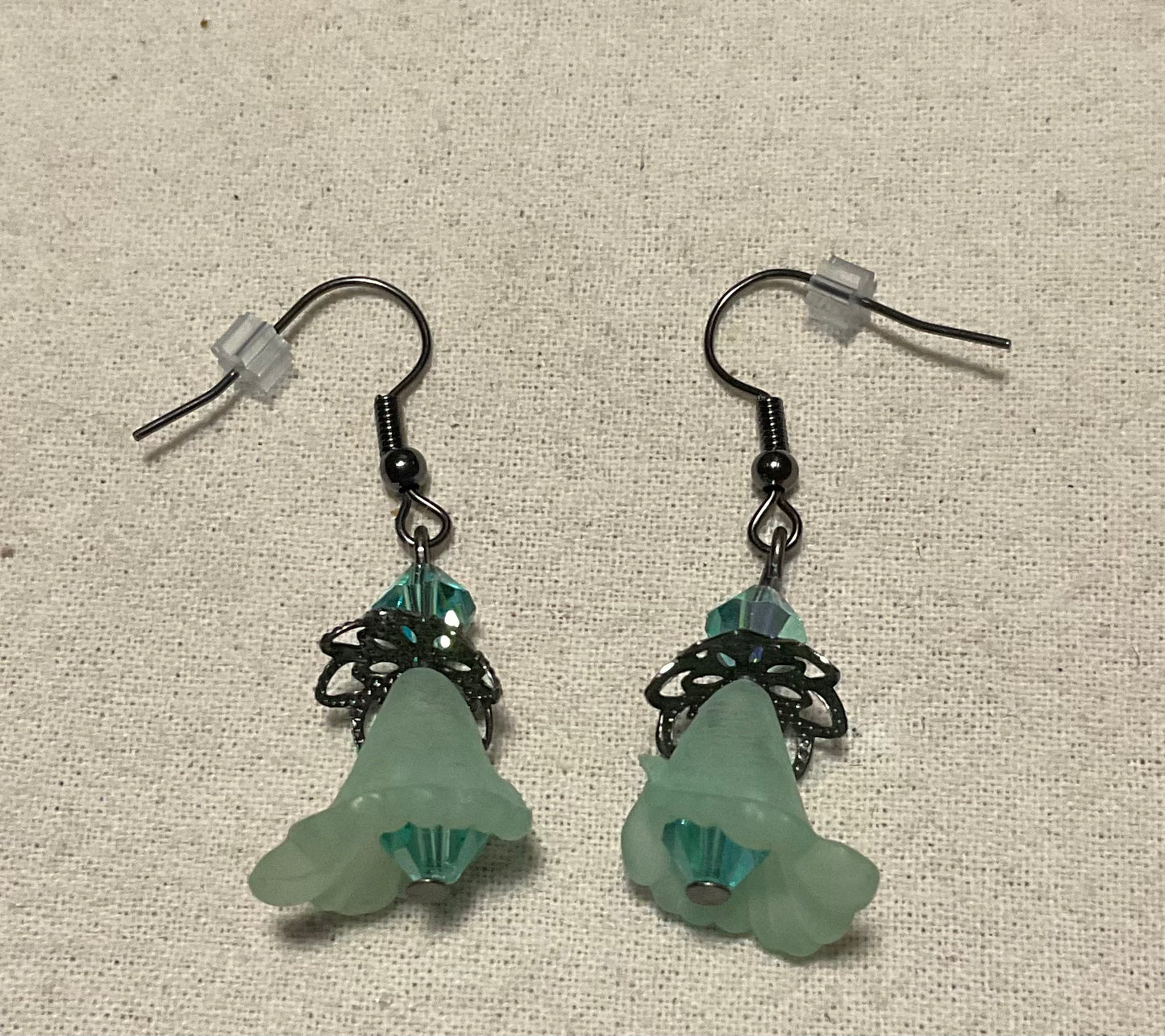 Petite Fancy Calla Lily Flower Drop Earrings, Style #14, Black