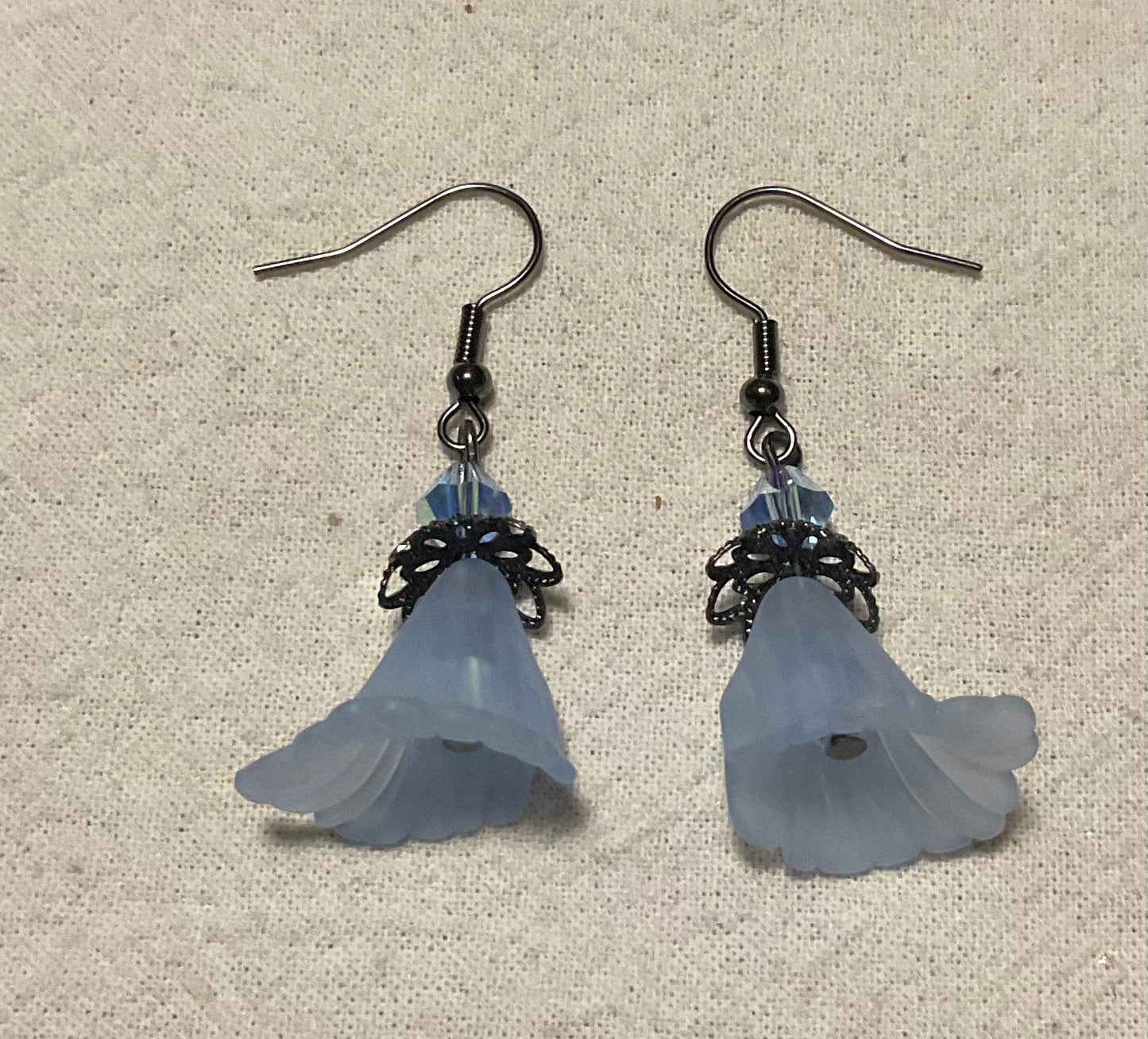 Fancy Calla Lily Flower Drop Earrings, Style #13, Black
