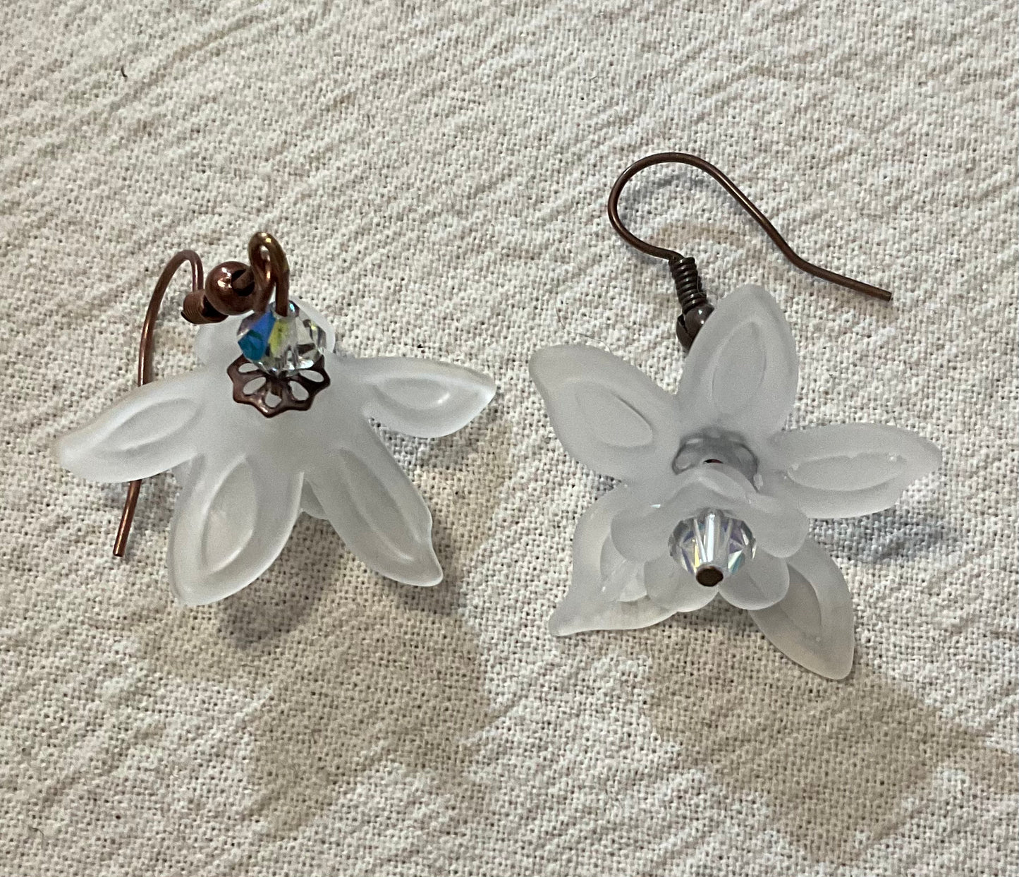 Daffodil Flower Drop Earrings, Style #16, Antiqued Copper