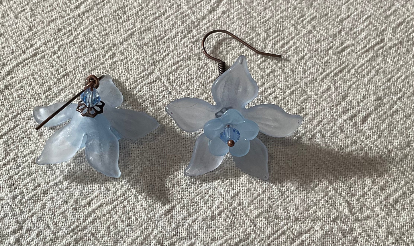 Daffodil Flower Drop Earrings, Style #16, Antiqued Copper