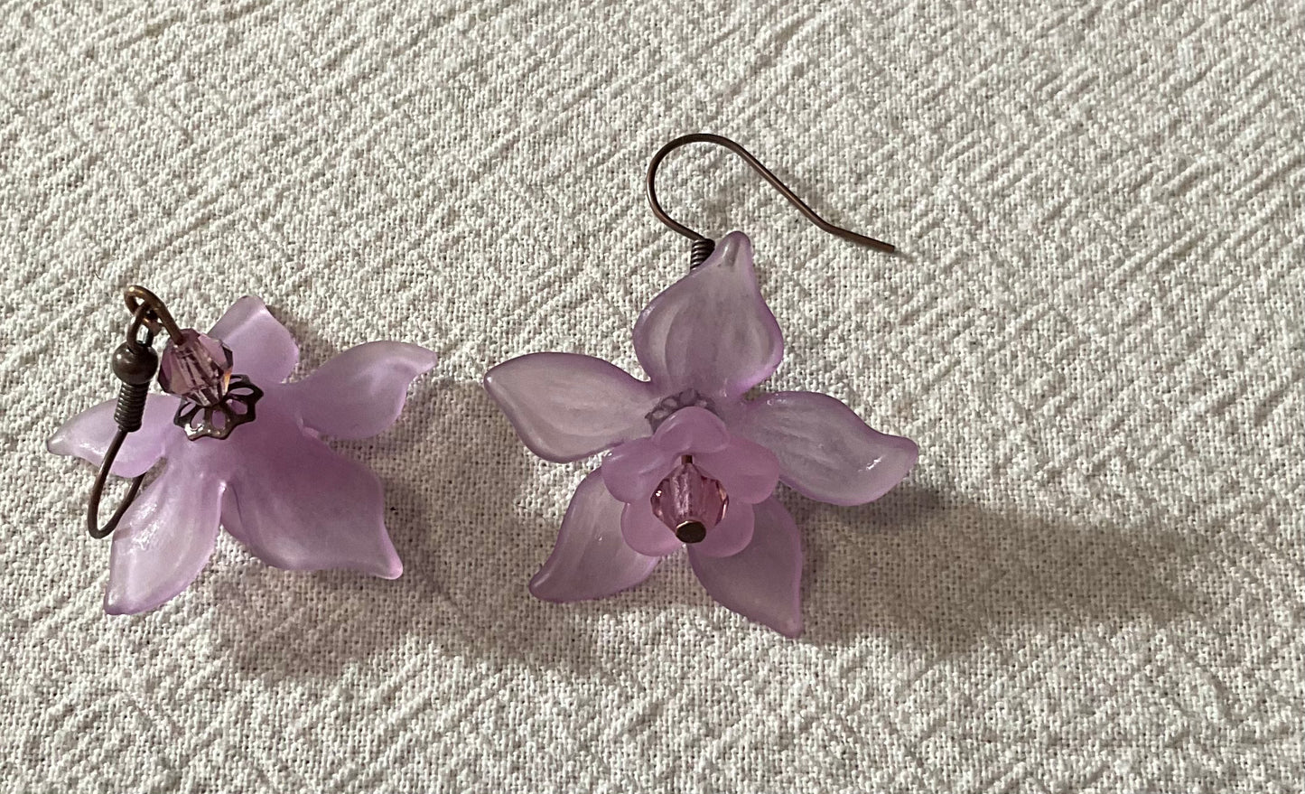 Daffodil Flower Drop Earrings, Style #16, Antiqued Copper