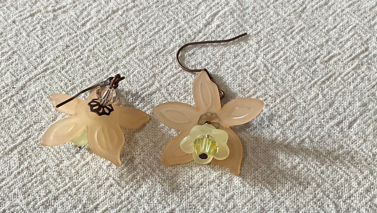 Daffodil Flower Drop Earrings, Style #16, Antiqued Copper