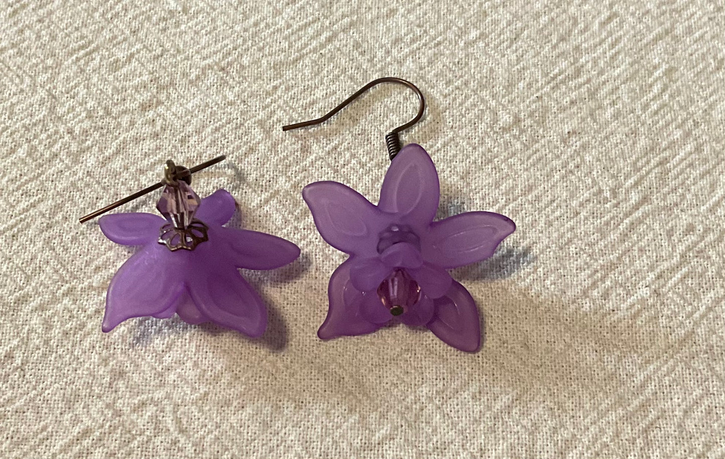 Daffodil Flower Drop Earrings, Style #16, Antiqued Copper