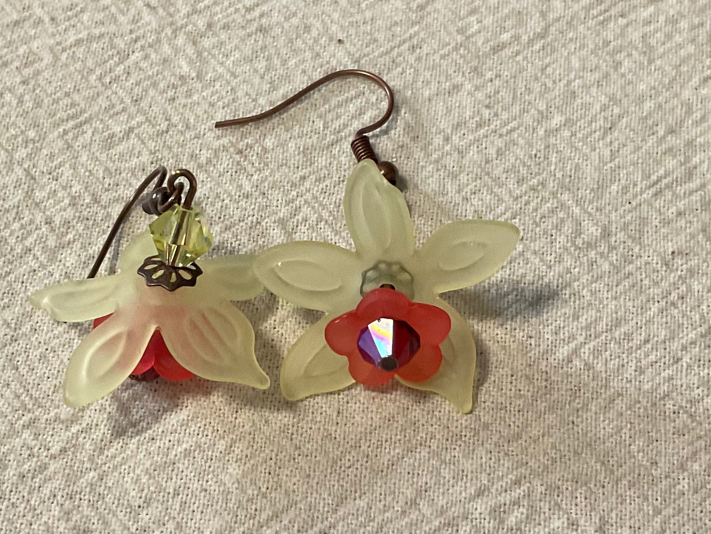 Daffodil Flower Drop Earrings, Style #16, Antiqued Copper