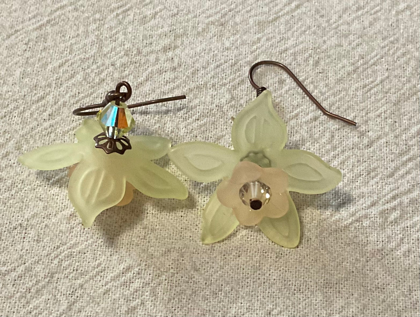 Daffodil Flower Drop Earrings, Style #16, Antiqued Copper