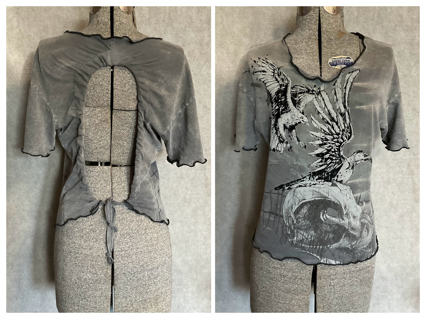 Grey Vultures & Skull Open Back T (M)