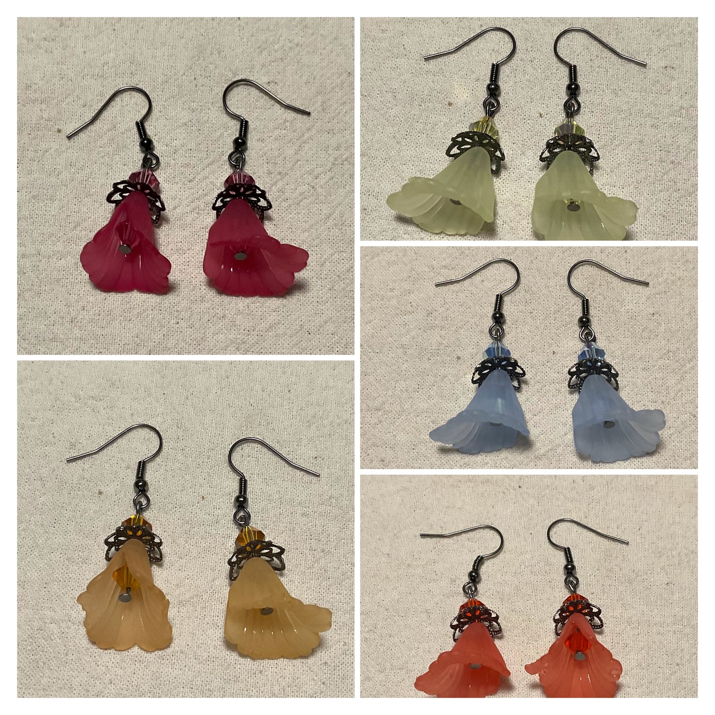 Fancy Calla Lily Flower Drop Earrings, Style #13, Black