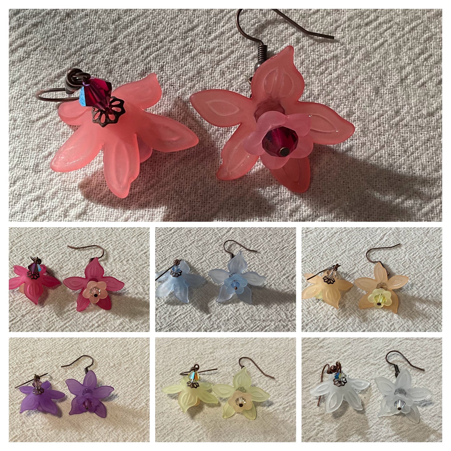 Daffodil Flower Drop Earrings, Style #16, Antiqued Copper