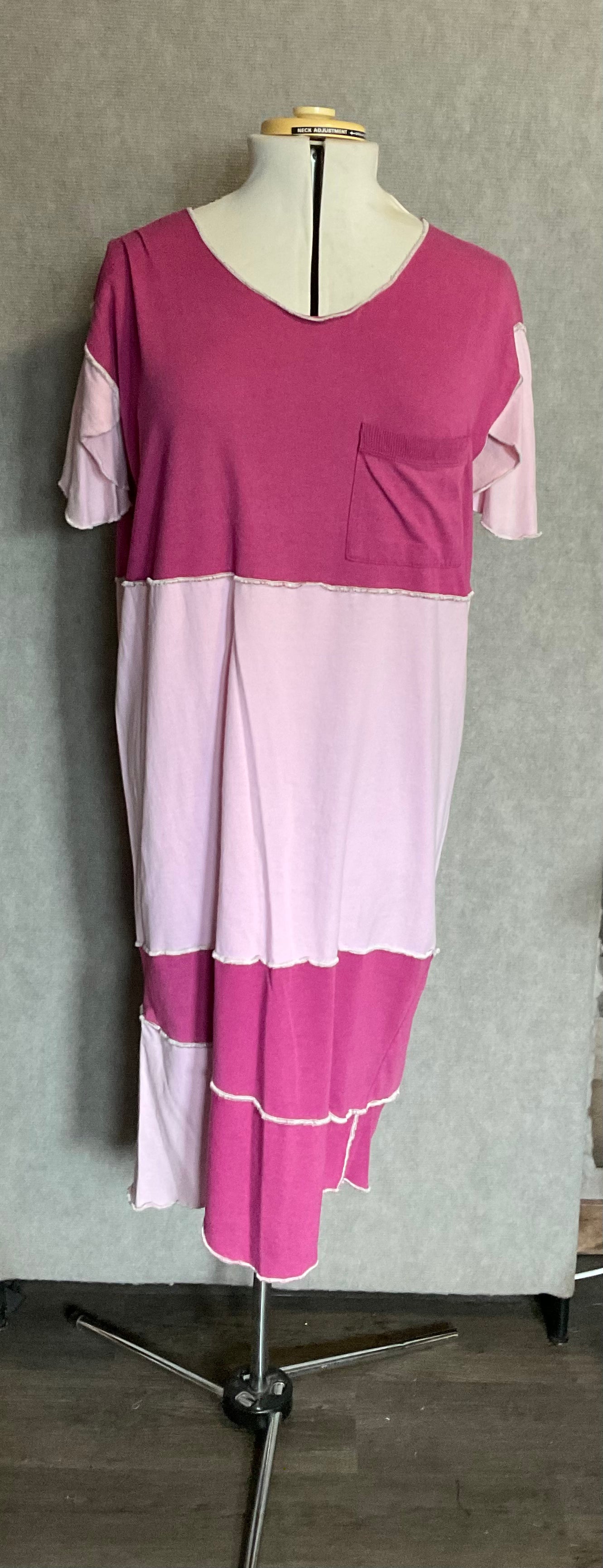 Raspberry & Pink Color Block Dress (2X)
