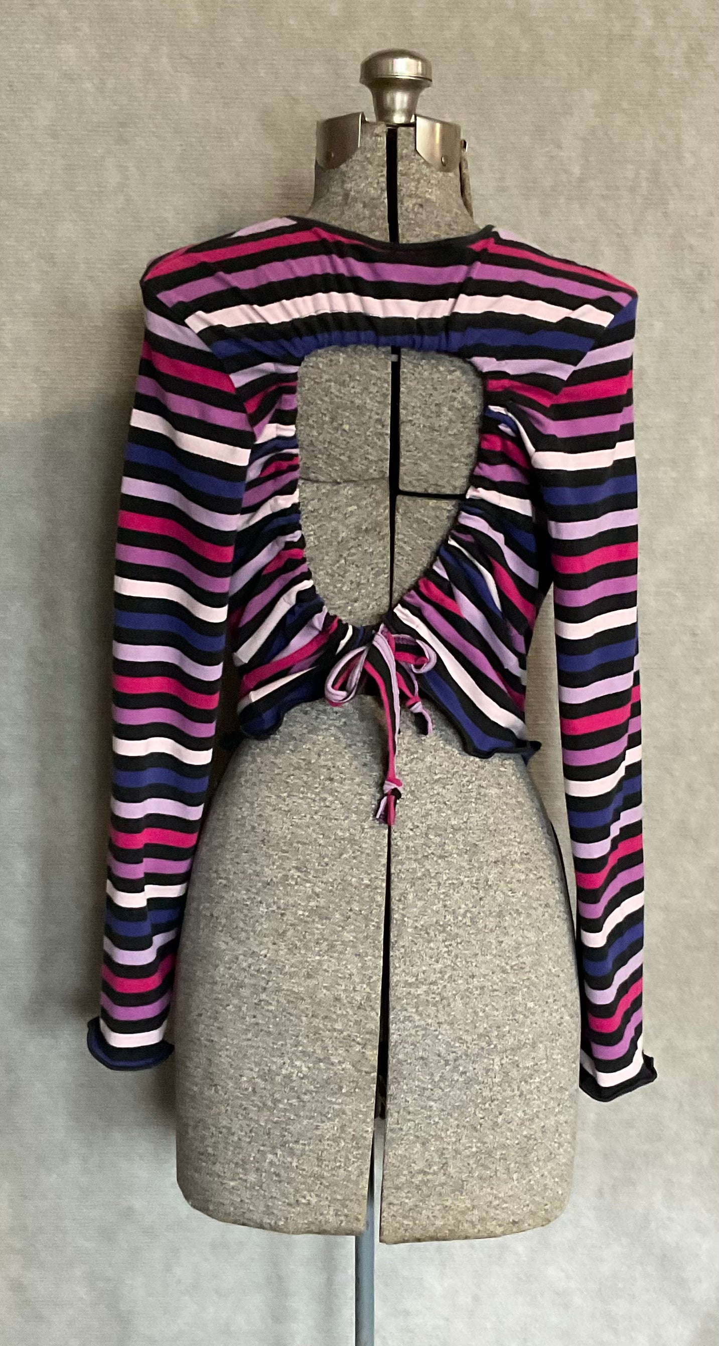 Black Striped Open Back Long Sleeve T (M)