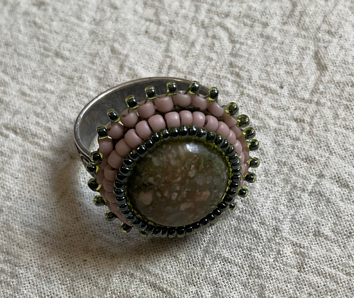 Autumn Jasper Cabochon Adjustable Ring (Round)