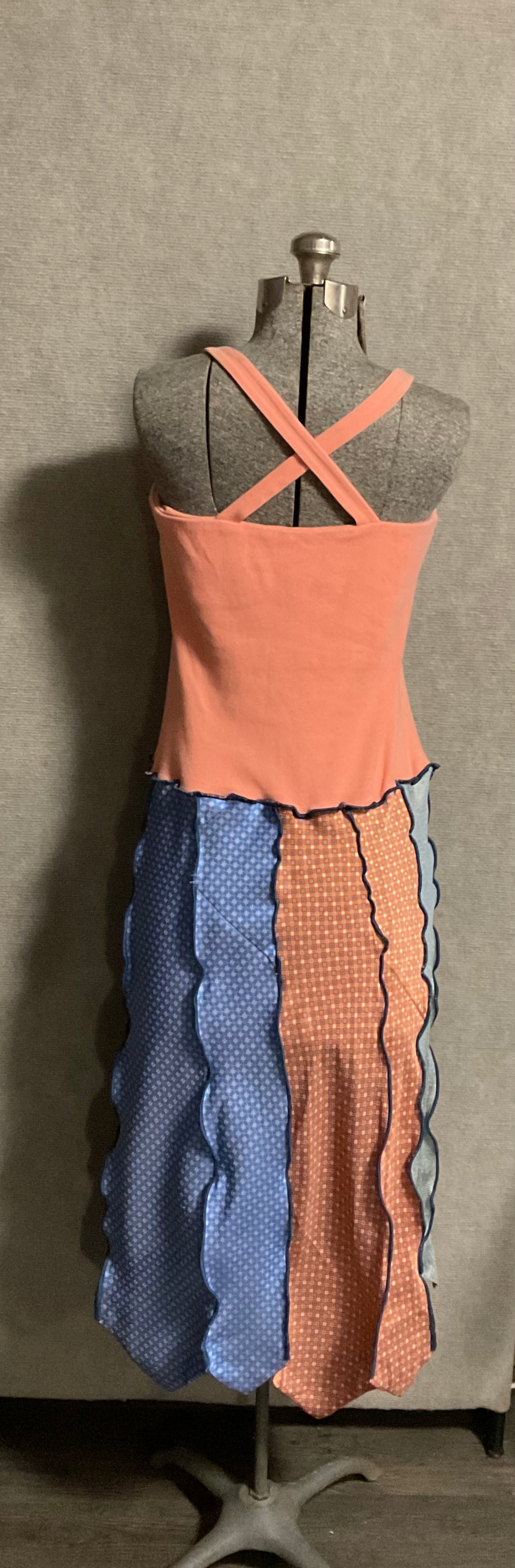 Coral & Navy Necktie Dress (S)