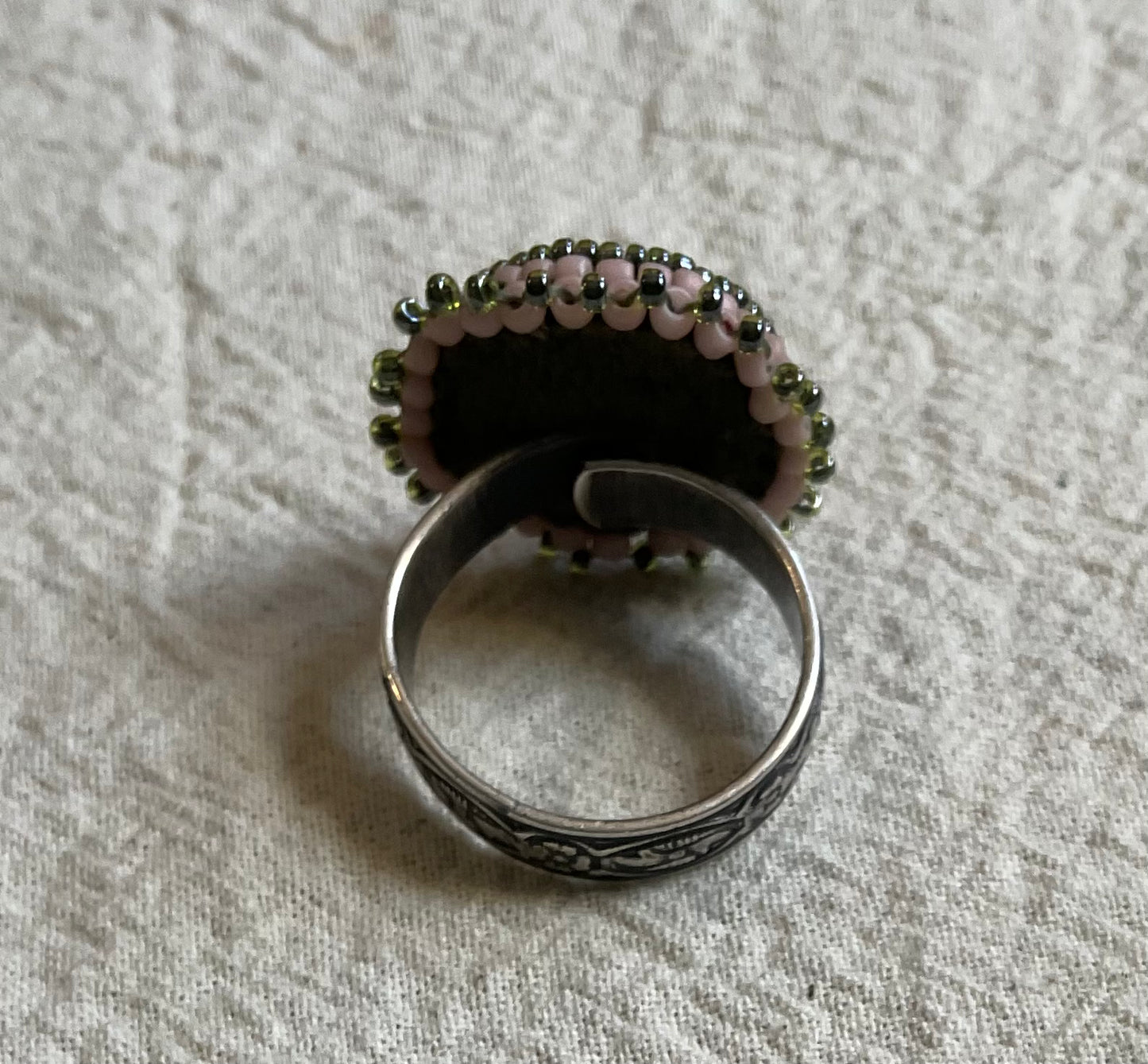 Autumn Jasper Cabochon Adjustable Ring (Round)