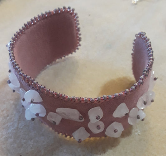 Rose Quartz Chip Cuff