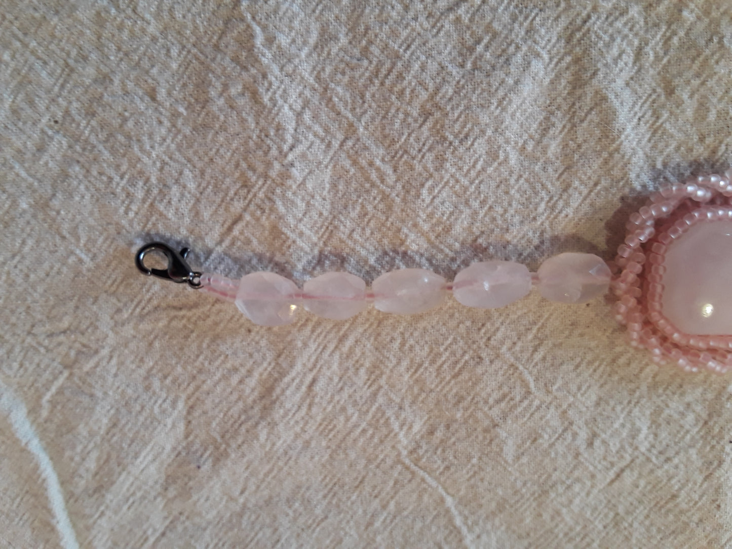 Rose Quartz Beaded Cabochon Bracelet