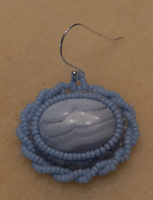 Blue Lace Agate Cabochon Earrings