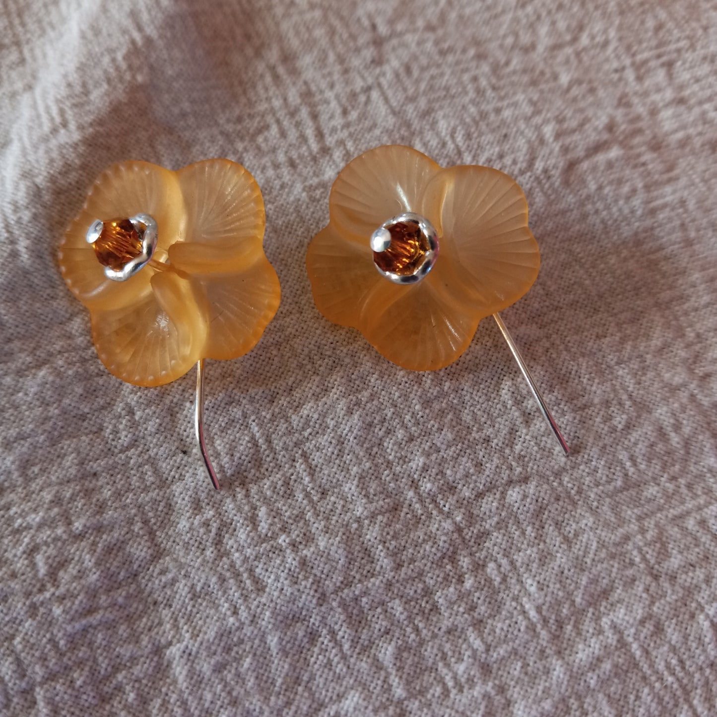 Violet Flower Earrings, Style #10, Silver