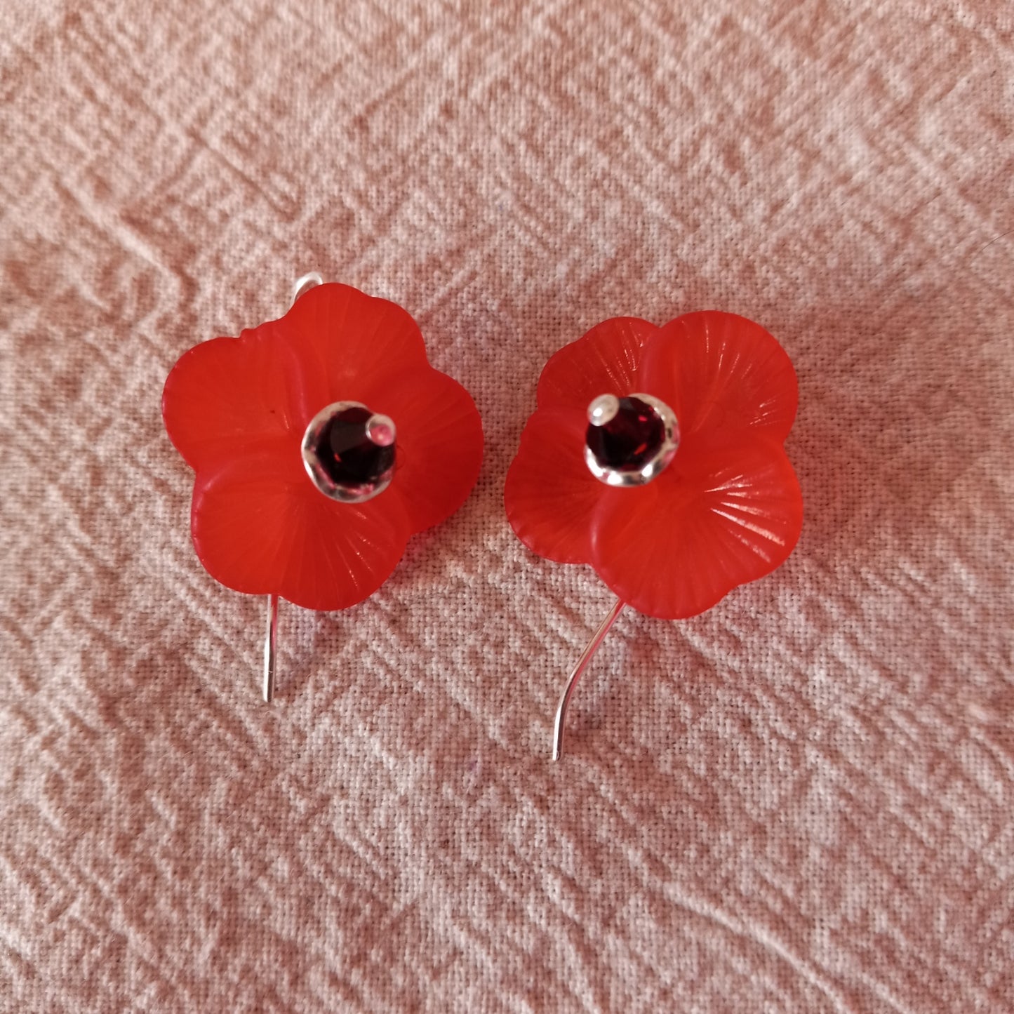 Violet Flower Earrings, Style #10, Silver