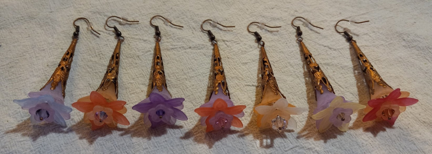 Frosted Trumpet Flower Earrings Style #7