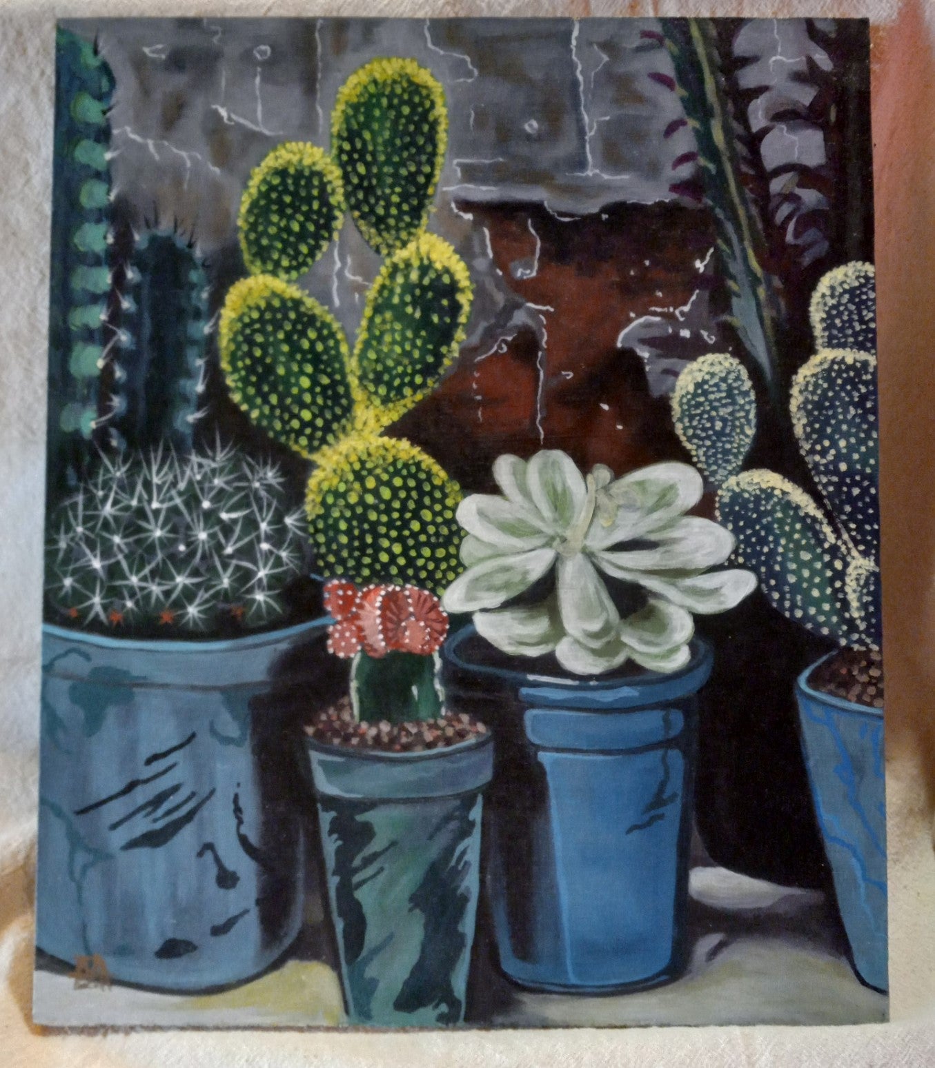 Potted Succulents Cactus Acrylic Painting