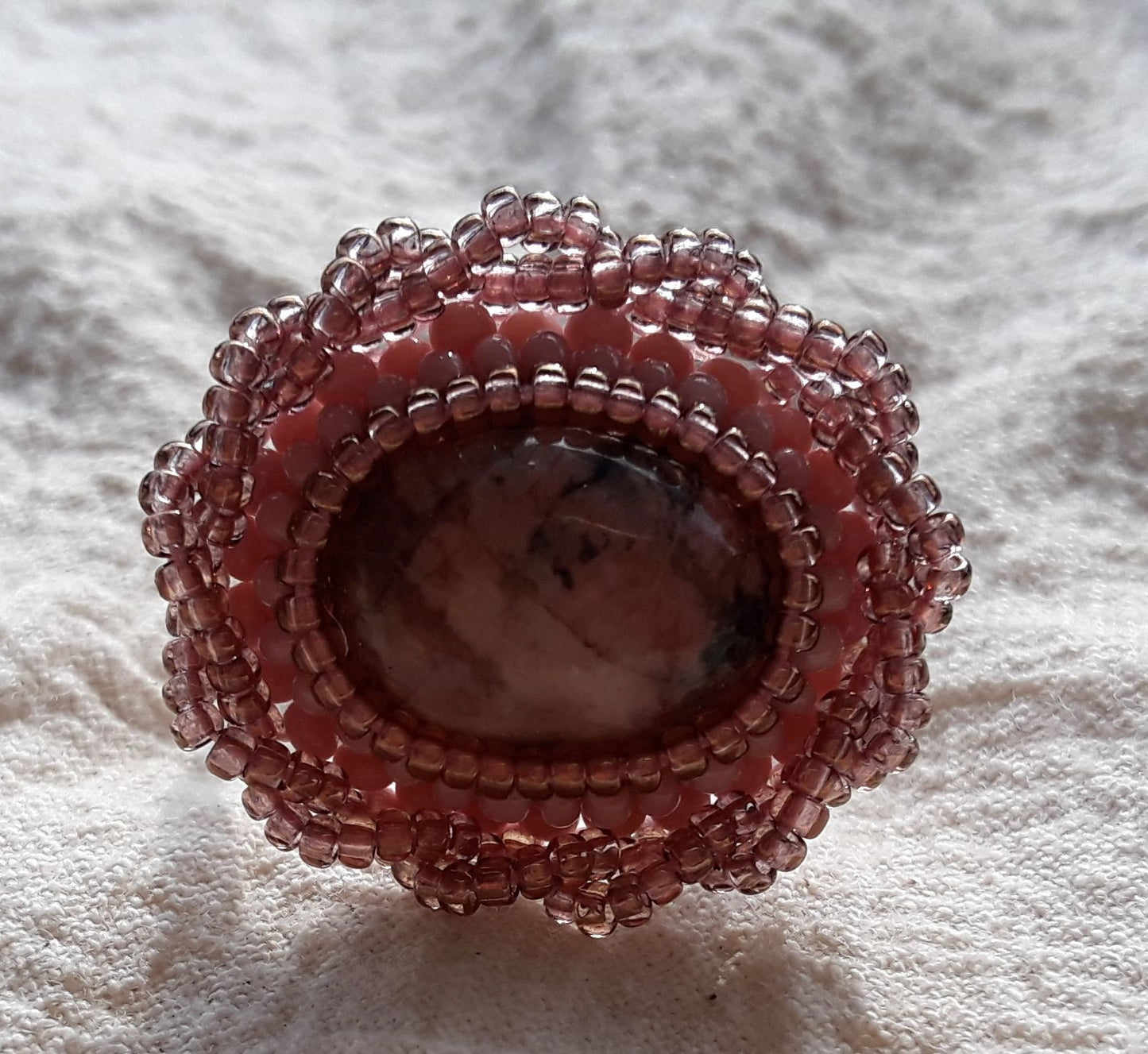 Rhodochrosite Cabochon Adjustable Ring