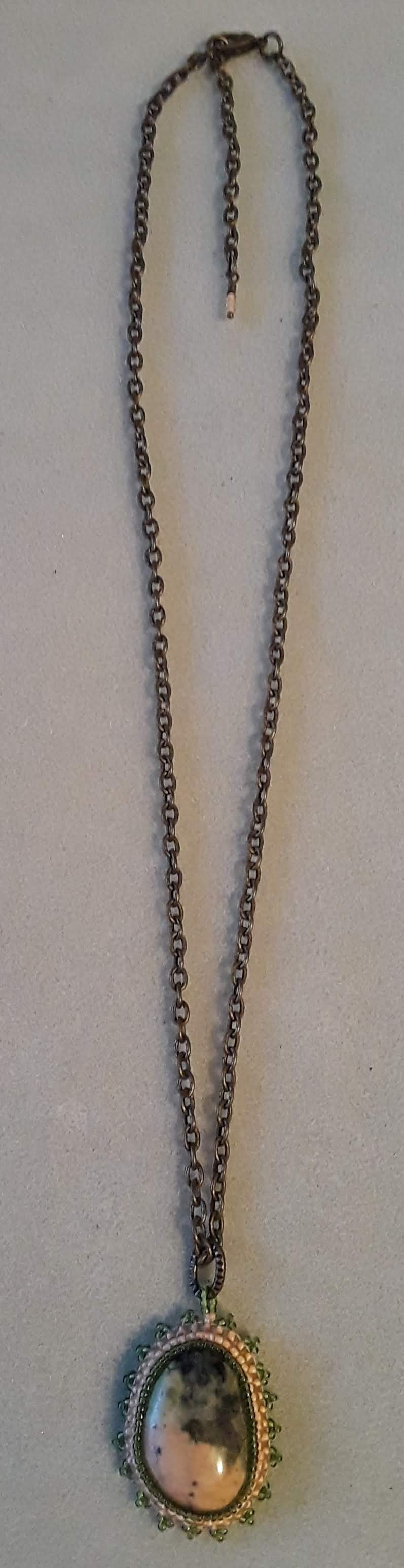 Unakite Beaded Cabochon Necklace