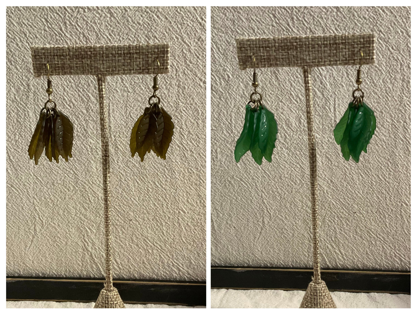 Leaf Earrings Style #1, Brass