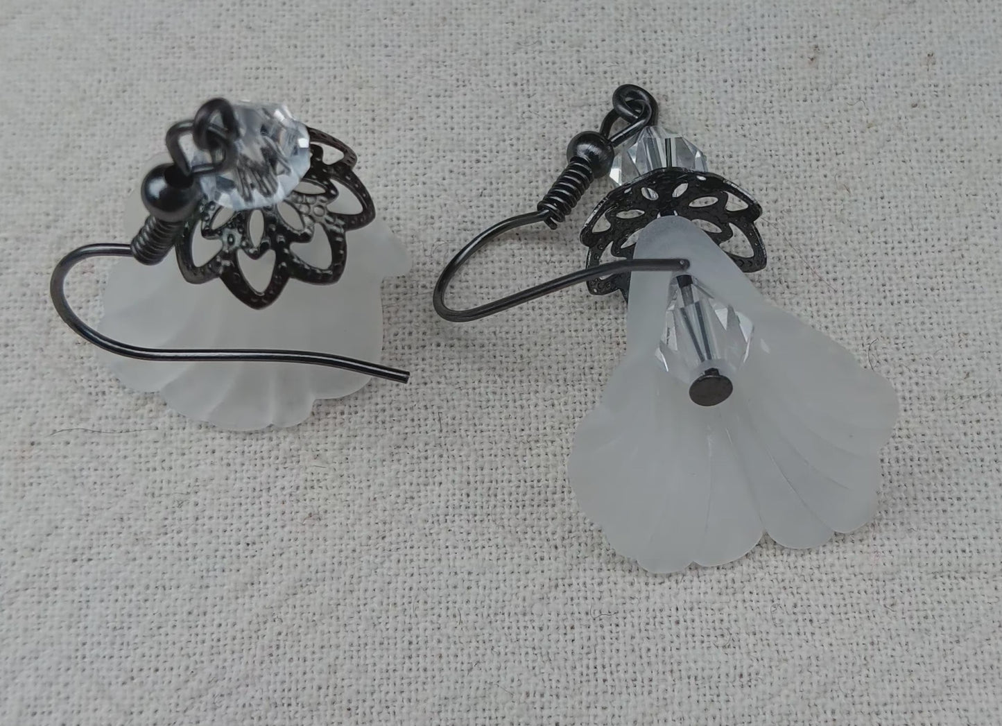 Fancy Calla Lily Flower Drop Earrings, Style #13, Black