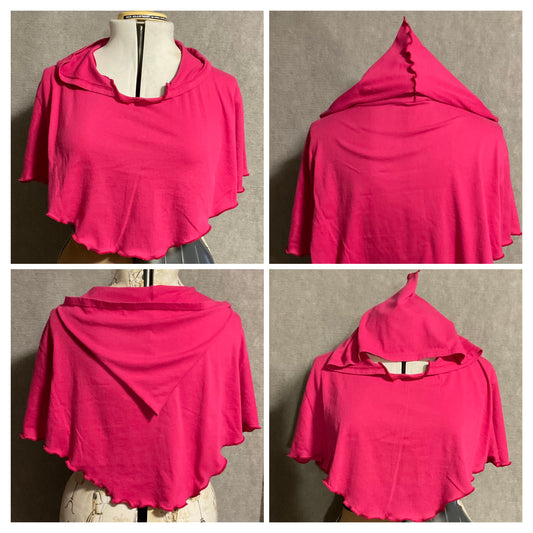 Raspberry Hooded Pullover Capelet (XL)
