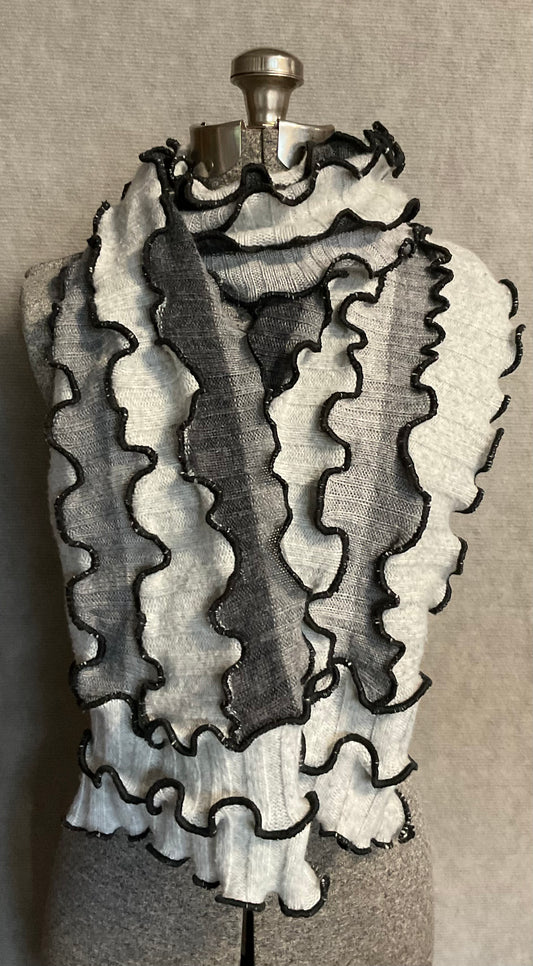 Grey & Black Angora / Wool Scarf