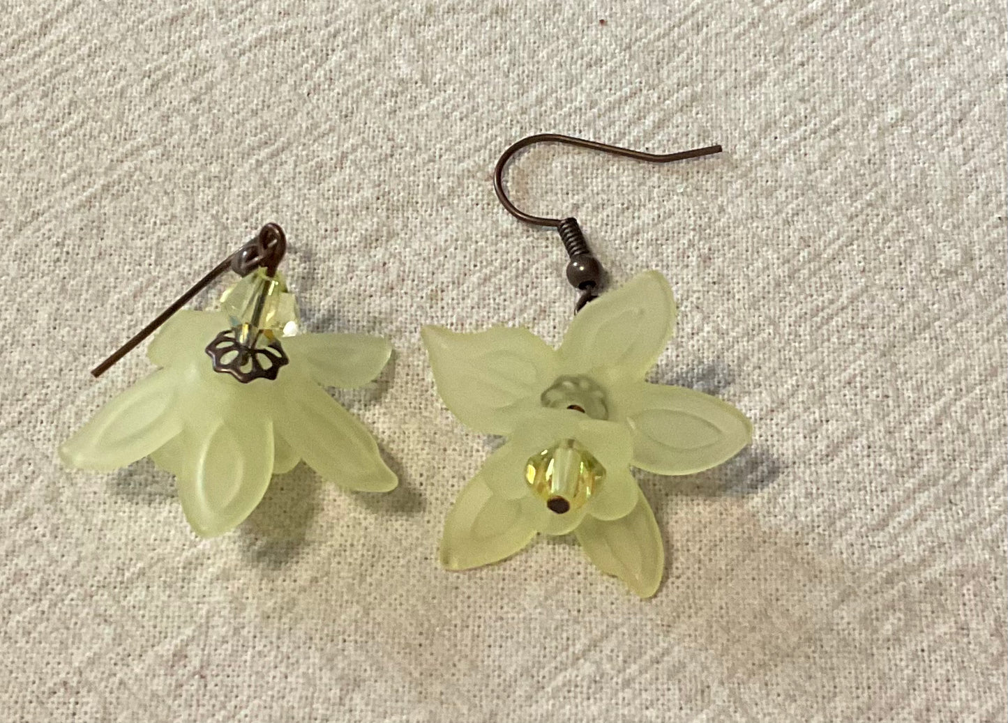 Daffodil Flower Drop Earrings, Style #16, Antiqued Copper