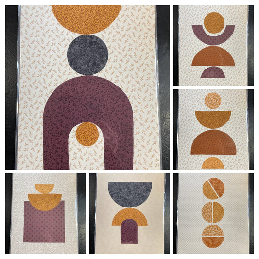 Abstract in Marigold & Plum Fabric Collage Collection