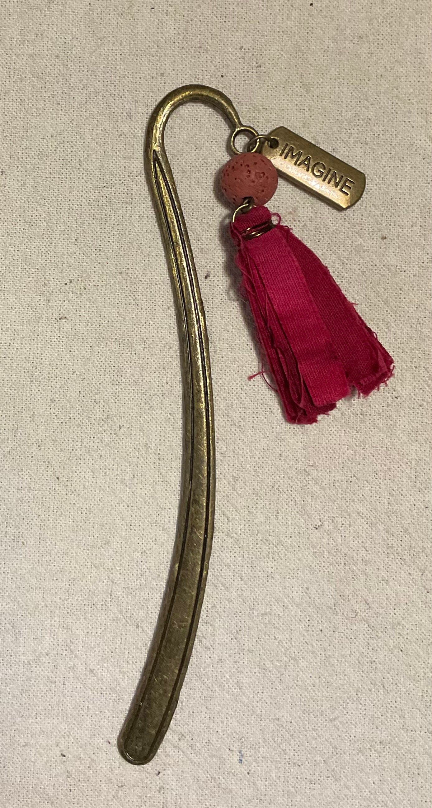 Brass Shepherds Hook & Fabric Strip Tassel Bookmarks