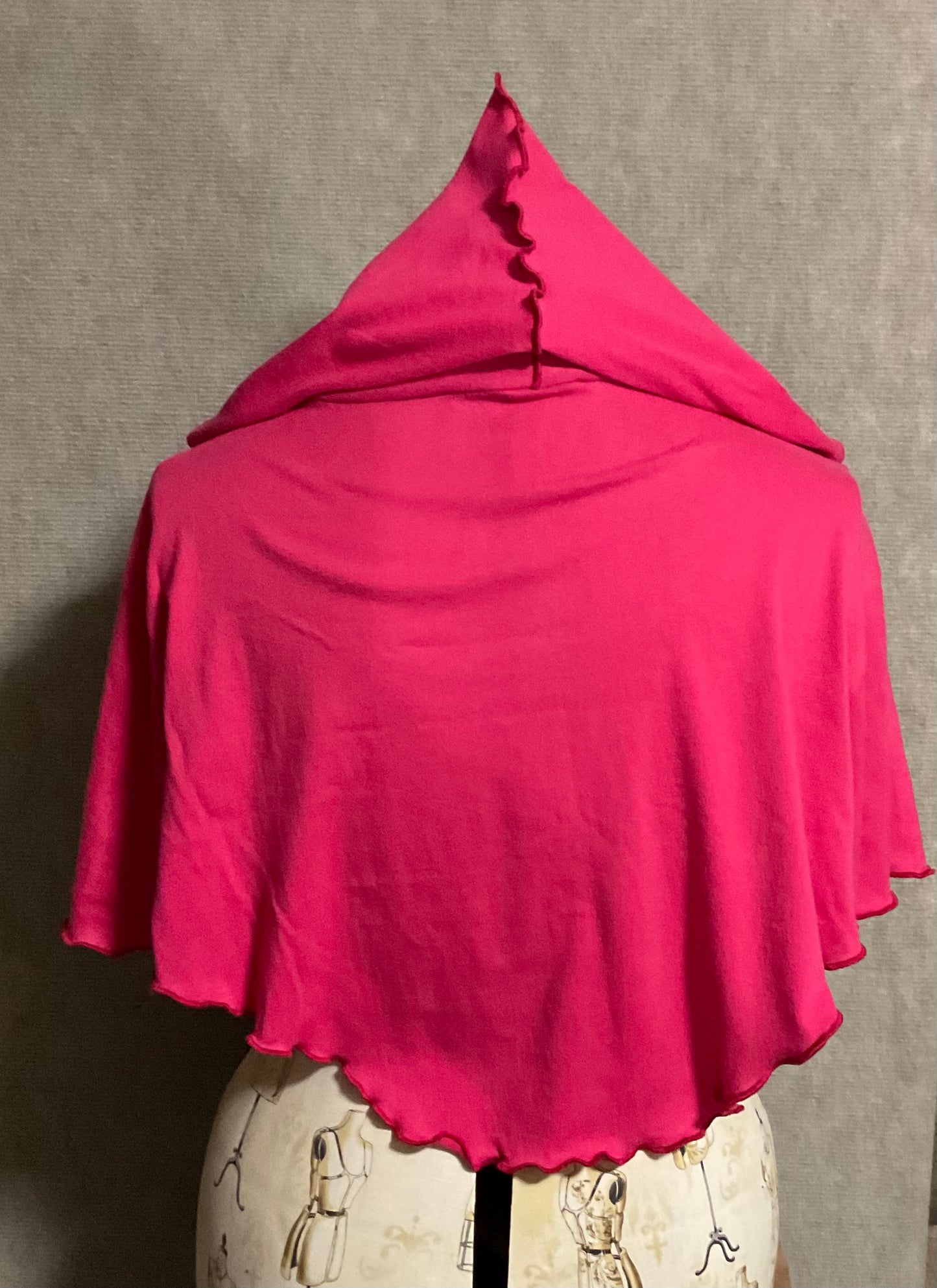 Raspberry Hooded Pullover Capelet (XL)