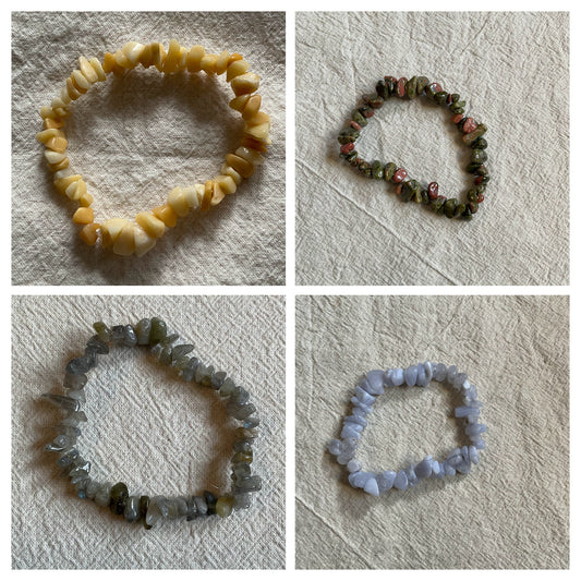 Semi-Precious Gemstone & Crystal Chip Stretch Bracelets