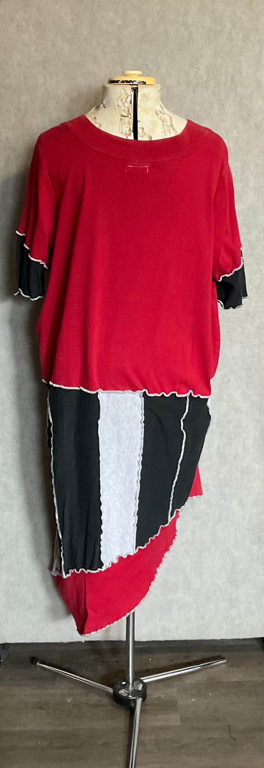 Red & Black Color Block Dress (3X)