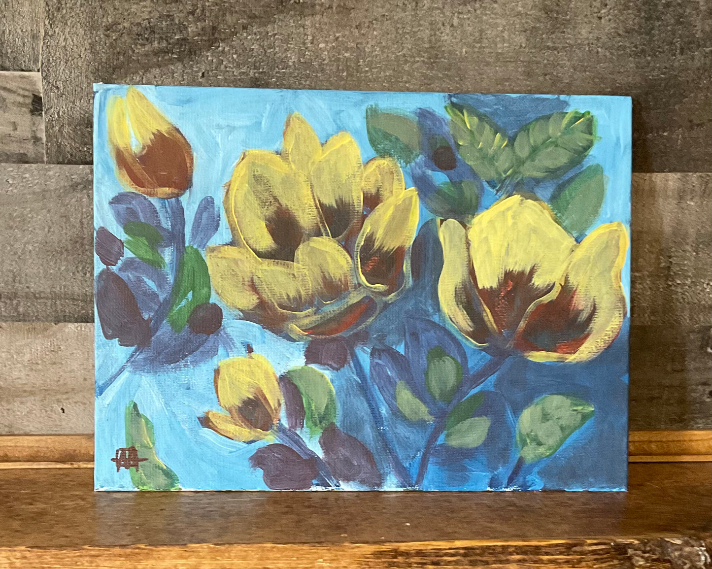 Flower Acrylic Painting on canvas panel