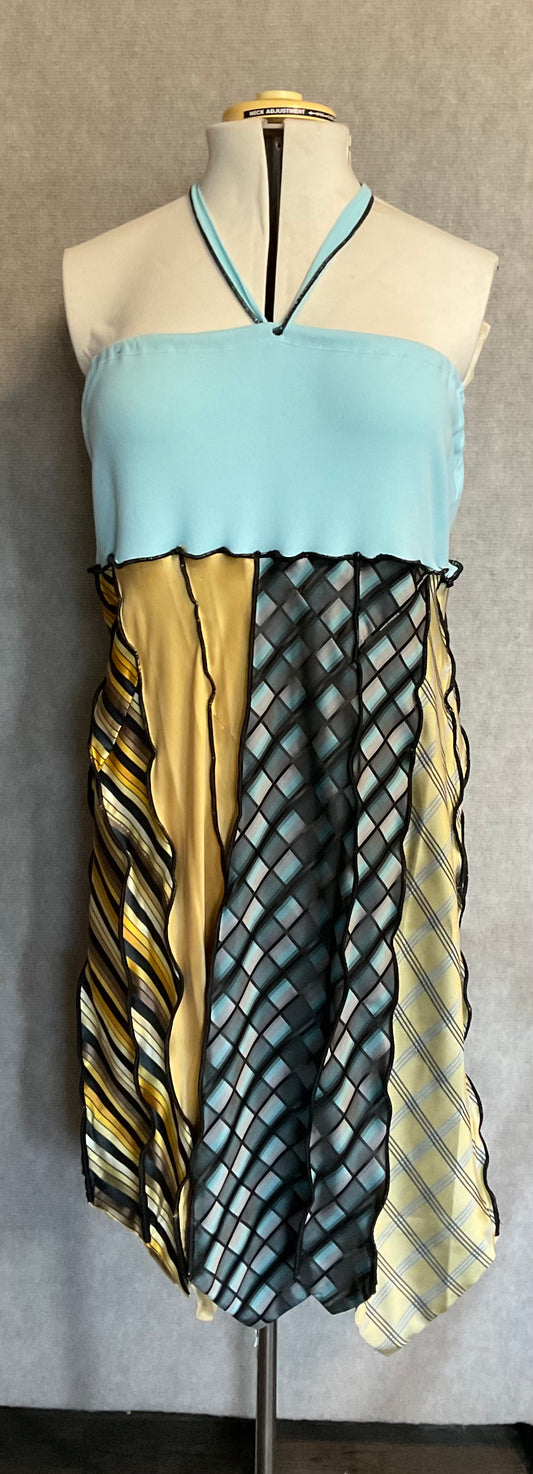 Aqua / Yellow / Black Necktie Skirt /Top (L / XL)