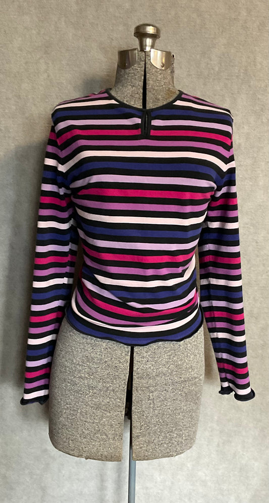 Black Striped Open Back Long Sleeve T (M)