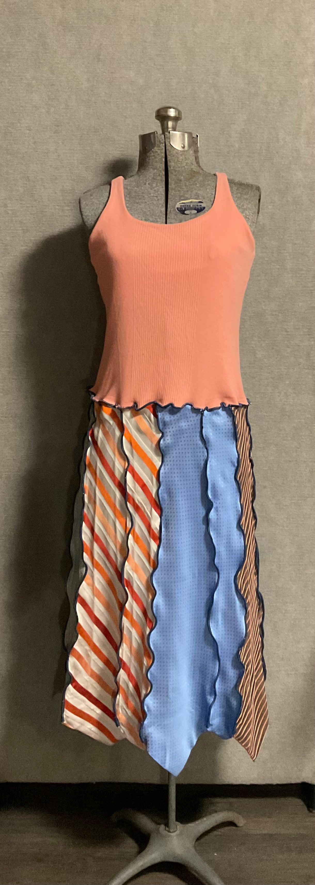Coral & Navy Necktie Dress (S)