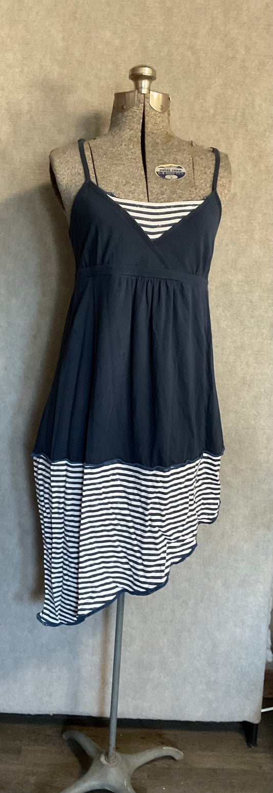 Navy & White Striped Sun Dress (M)