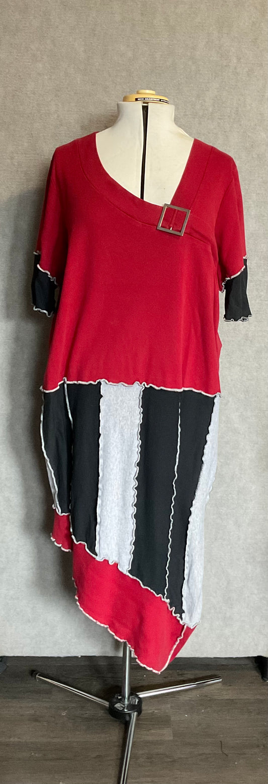 Red & Black Color Block Dress (3X)